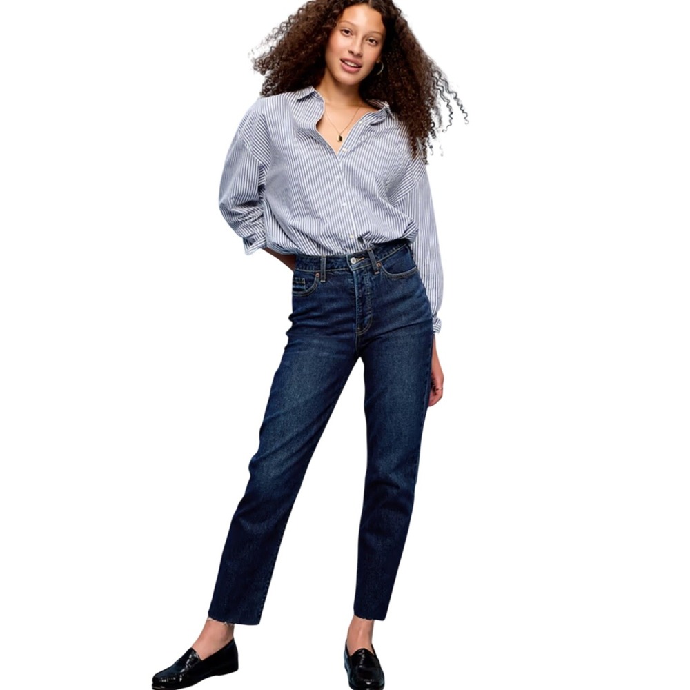 Old Navy Sky-Hi Straight Jeans Womens 2 Extra High‎ Rise Dark Wash Button Fly